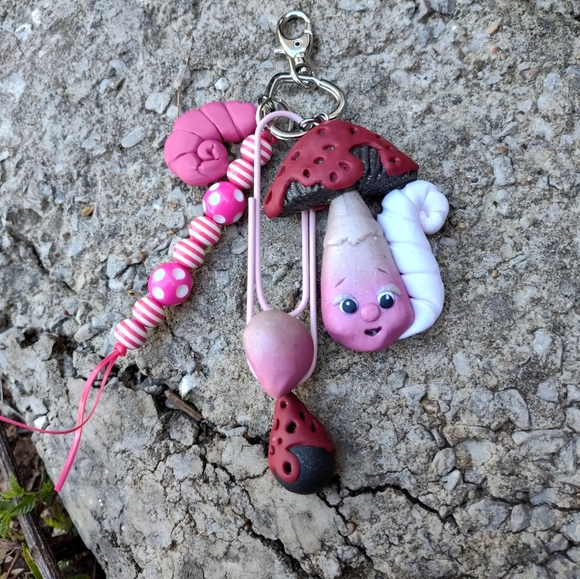 ❤💓Cute Mushroom🍄 Face Keychain - Picture 1 of 5
